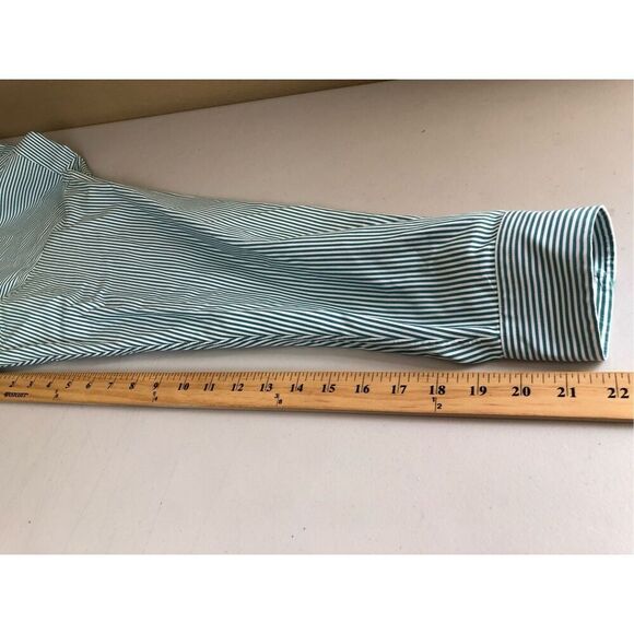 RALPH LAUREN BLAKE COTTON SHIRT Mens Sz XL White Green Stripes - Picture 7 of 8